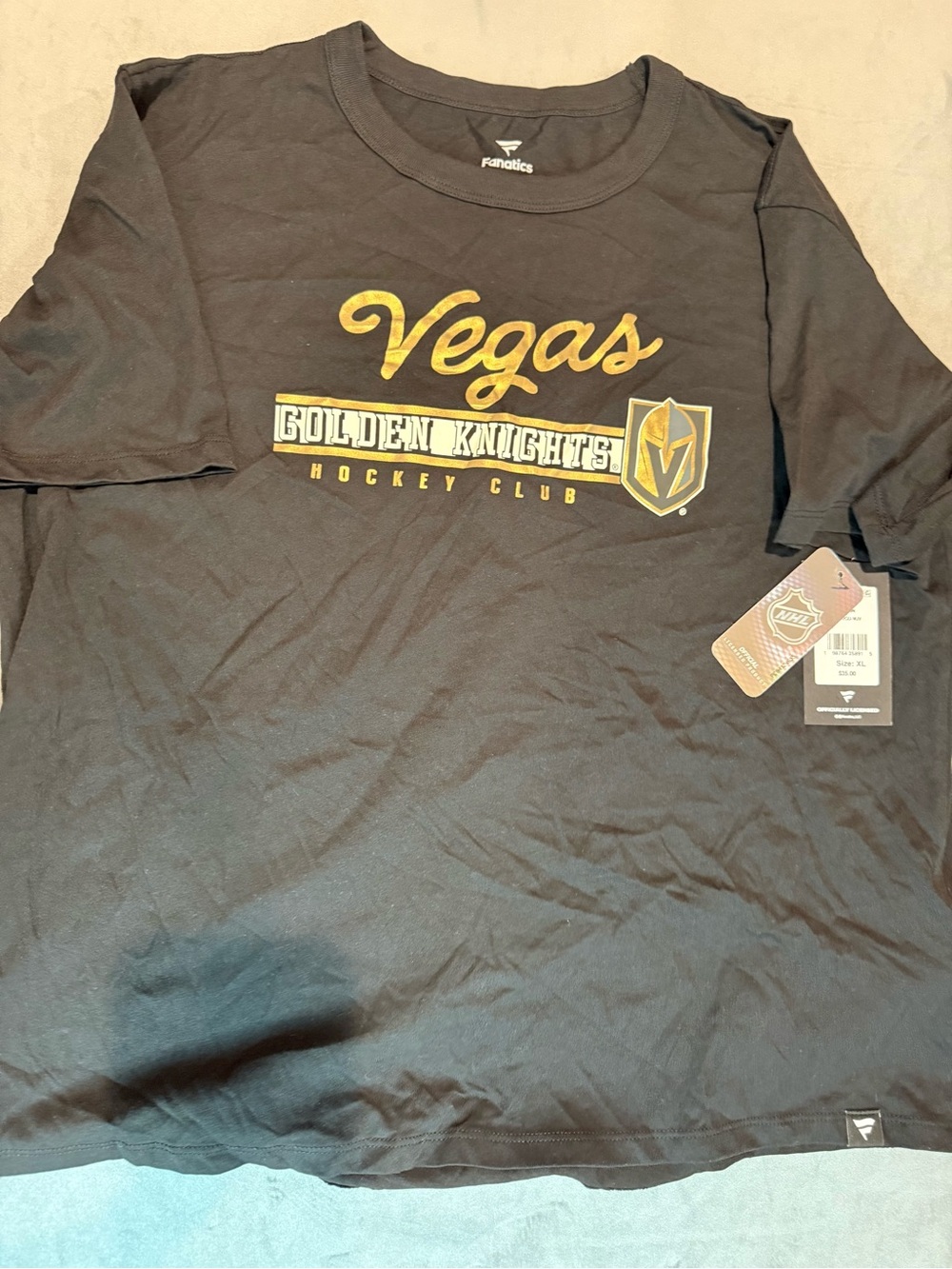 Fanatics Vegas Golden Knights Black Short Sleeve Tee
